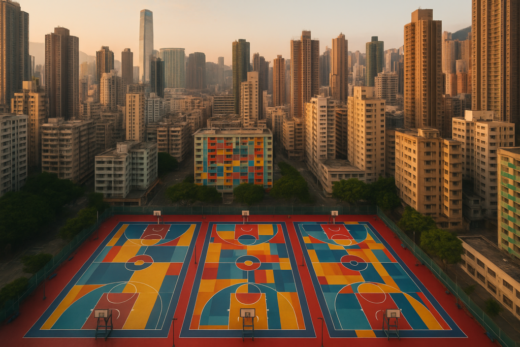Hong Kong basketball courts - Austin Bell’s Vibrant Aerial Portrait of Hong Kong’s 2,549 Basketball Courts